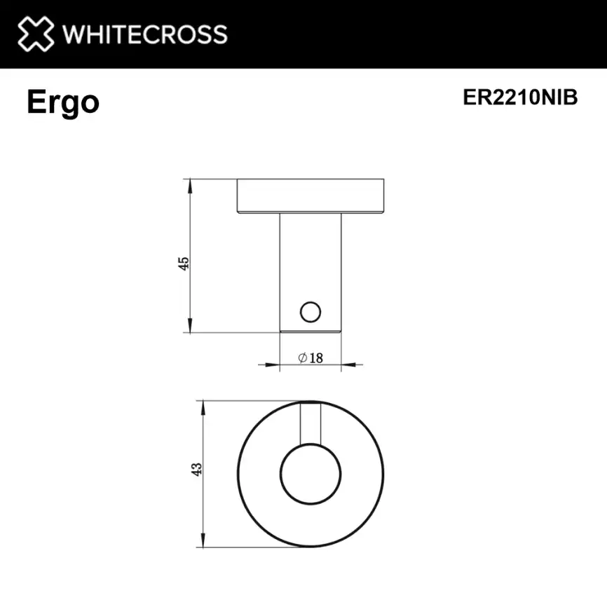 Крючок Whitecross ERGO nickel brushed, ER2210NIB, Никель брашированный фото 2