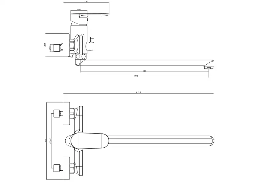 Смеситель для ванны Aquatek Ника AQ1842BGM с длинным изливом, Оружейная сталь фото 2