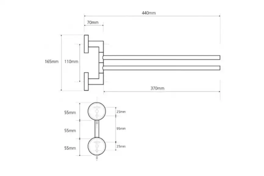 Полотенцедержатель двойной поворотный 5,5 см BEMETA NEO Нержавеющая сталь 104204105 фото 2