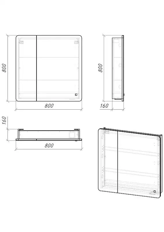 Зеркальный шкаф Grossman АДЕЛЬ-80 см правое с LED подсветкой 208004 фото 5