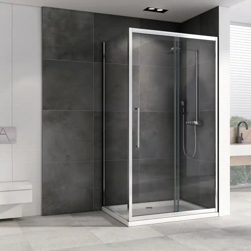 Душевой уголок ABBER Schwarzer Diamant 170х50 см, AG30170H-S50, профиль хром, стекло прозрачное фото 2