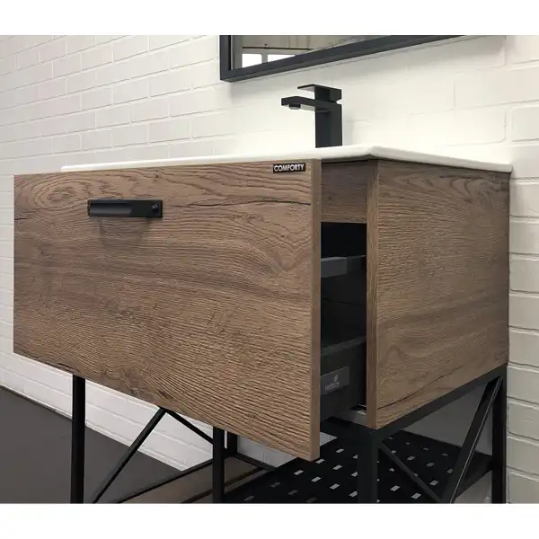 Тумба с умывальником Comforty Бредфорд 75 Дуб темный, 00-00008074 фото 3