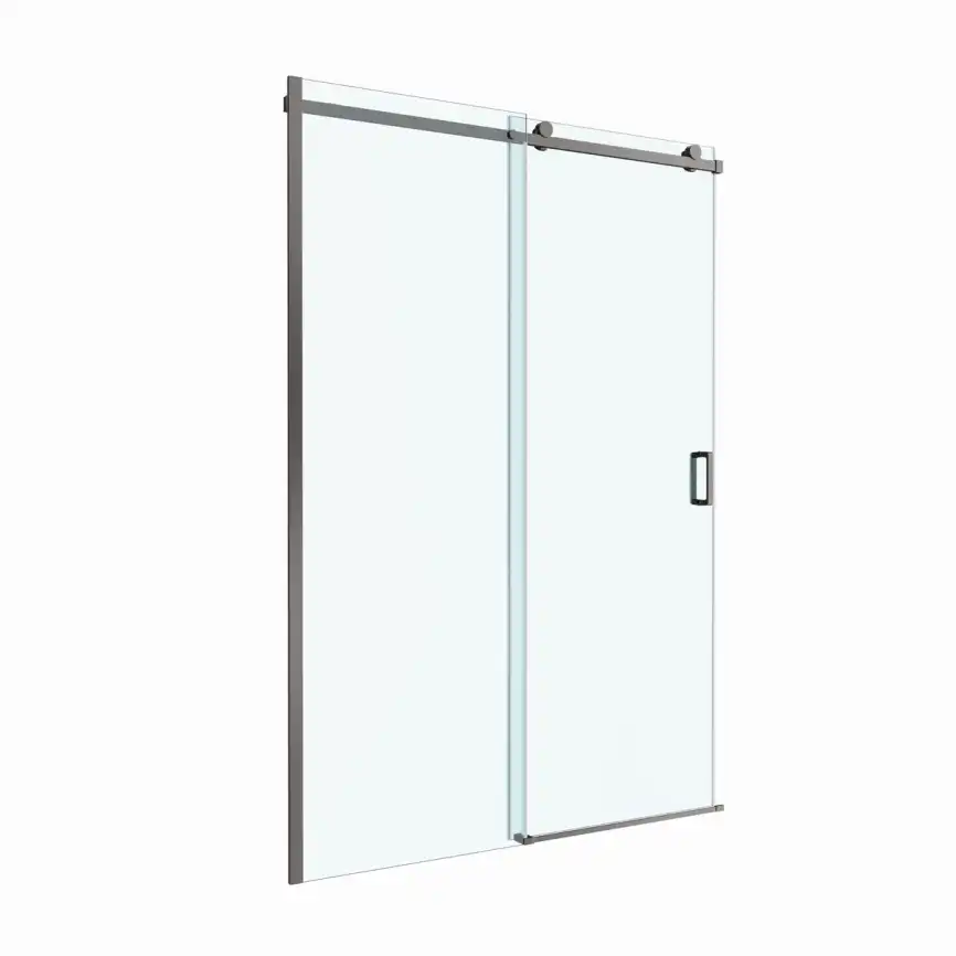 Душевая дверь BelBagno SOFT_CLOSE-2-BF-1-140-C-GM стекло прозрачное, профиль Оружейная сталь фото 11