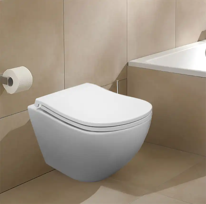 Подвесной унитаз Azario Etera AZ-118E-UQ3 безободковый, смыв Торнадо, в комплекте с сидением микролифт, Белый глянцевый фото 14