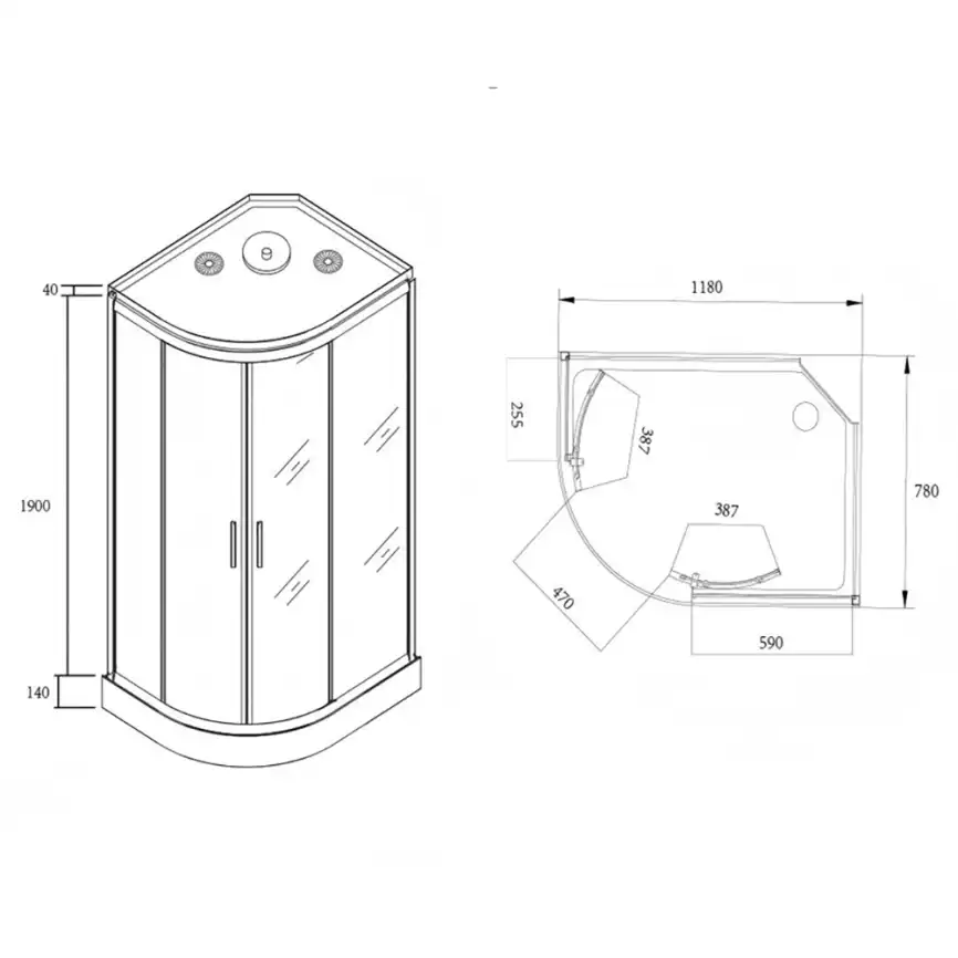 Душевая кабина Loranto 120х80, низкий поддон, Тонированное стекло, CS-877EATM/B-120 фото 3