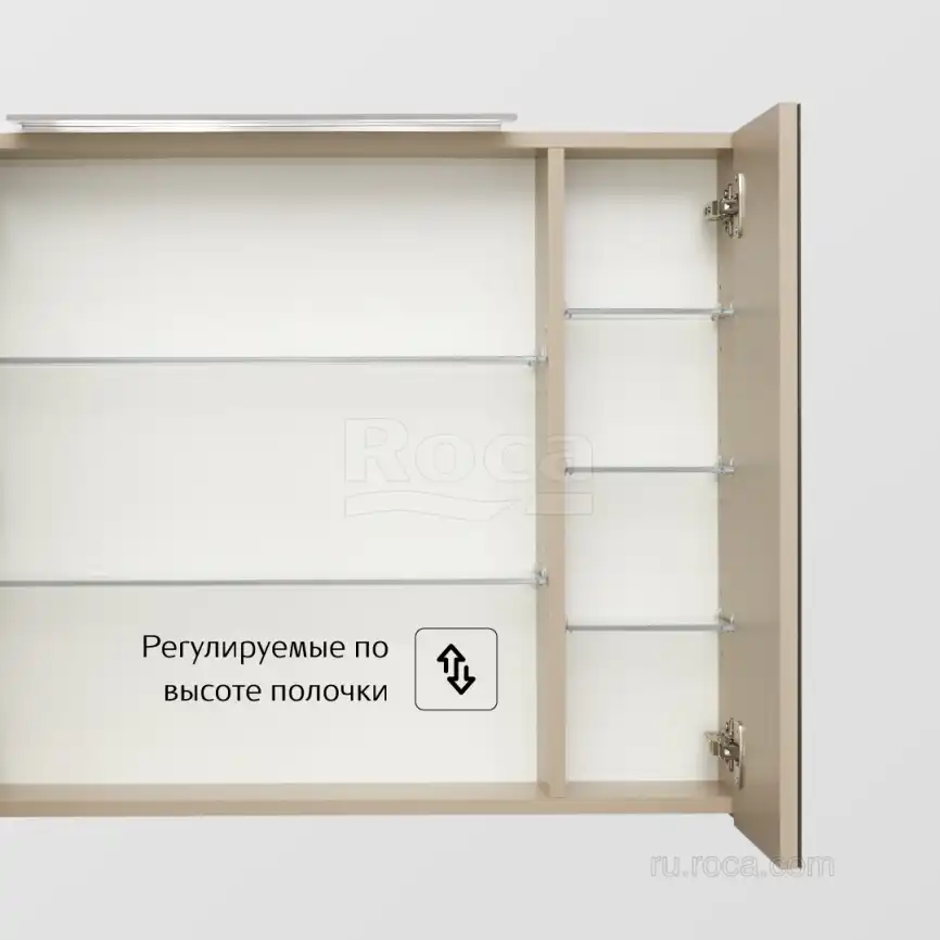 Зеркальный шкаф Roca Oleta 80 A857647515 с подсветкой, Капучино матовый фото 3