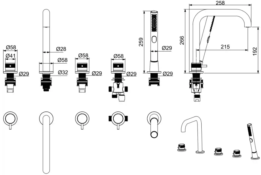 Смеситель на борт ванны Allen Brau Priority 5.31007-GB (с внутренней частью) золото браш фото 2