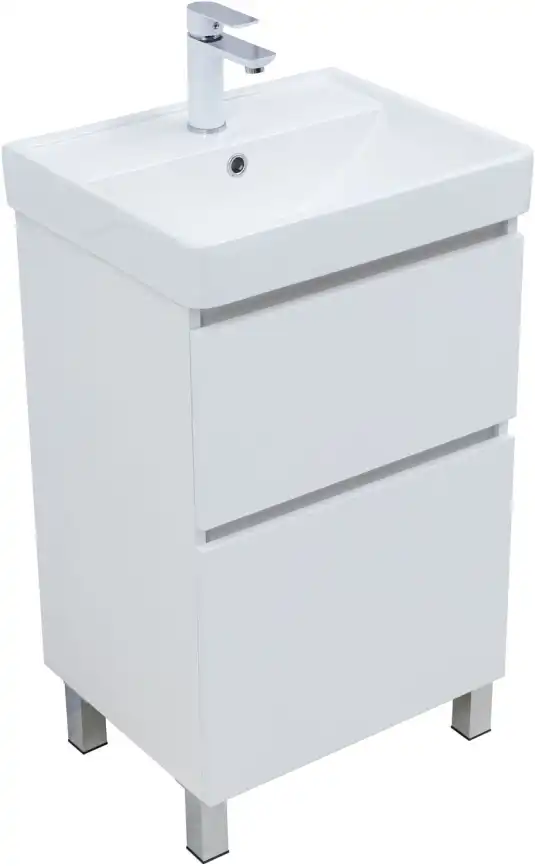 Тумба под раковину Aquanet Вега 50 напольная, белый глянец, 344120 фото 5