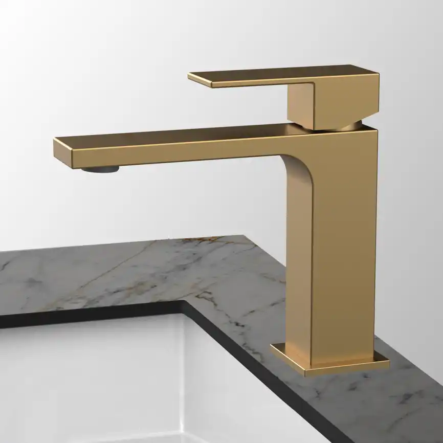 Смеситель для раковины Vincea Cube VBF-1C01BG однорычажный, брашированное золото фото 1