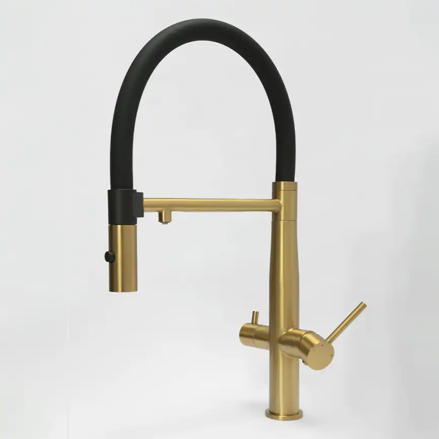 Смеситель для кухни с гибким изливом AVS PureRiver брашированное золото, 811-170-BG фото 3