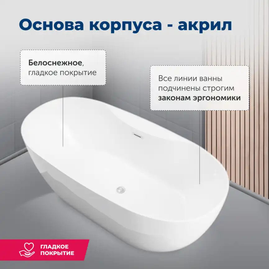 Акриловая ванна Aquanet Family Sweet 170x78 155778GW Gloss Finish 287099 фото 3