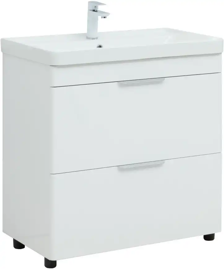 Тумба под раковину Aquanet Ирис new 85 белый глянец (2 ящика) 310154 фото 8