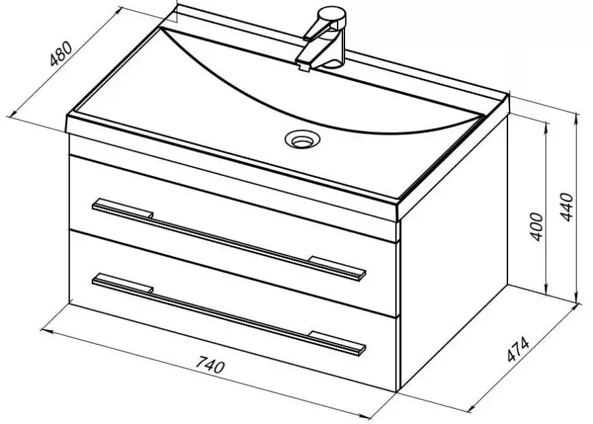 Тумба под раковину Aquanet Верона 75 белый (подвесная 2 ящика) 176669 фото 2