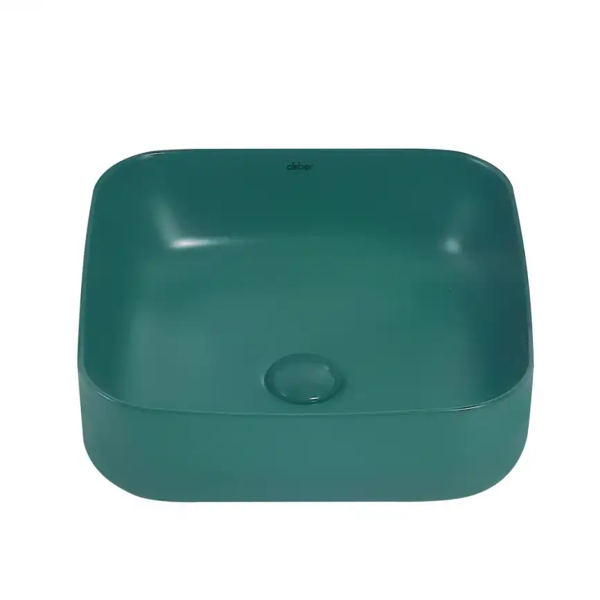 Раковина накладная ABBER RECHTECK 38,5х38,5х13,5 AC2211MBG, квадратная, темно-зеленая матовая фото 3