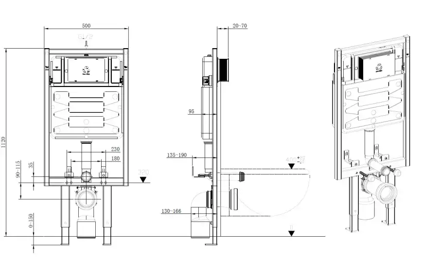 Инсталляция для подвесного унитаза Allen Brau Pneumatic Pro 9.11103.20 без клавиши смыва фото 3