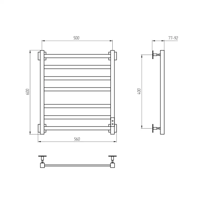 Полотенцесушитель электрический 50x60 AVS Техно с терморегулятором, оружейная сталь фото 3