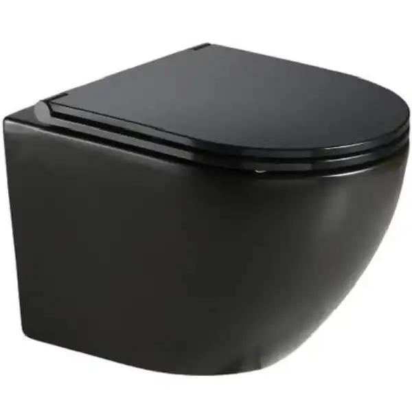Унитаз подвесной CeramaLux 2197MB, безободковый с сиденьем Микролифт Черный матовый фото 1