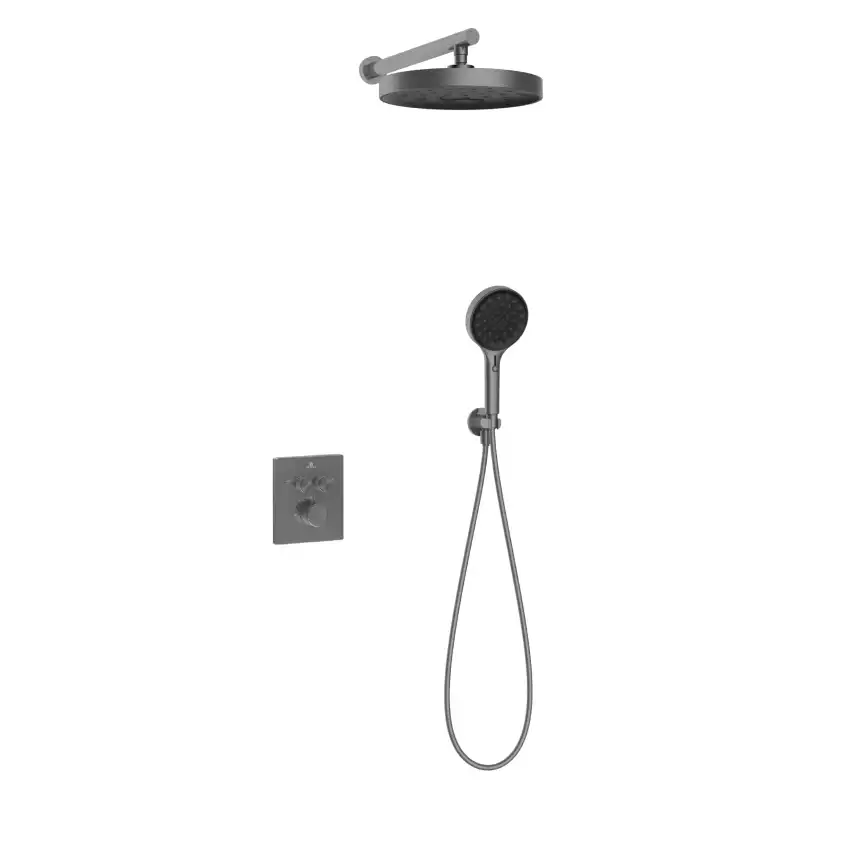 Душевая система  Vincea Inspire VSFW-3I21MT2GM VSFW-3I21MT2GM  с термостатом, встраиваемая, вороненная сталь фото 2