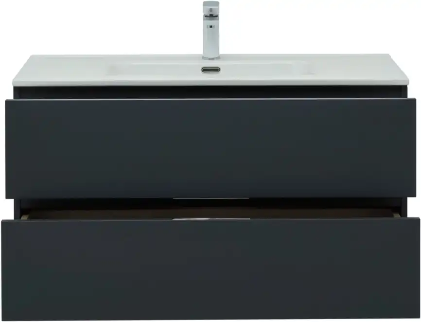 Тумба под раковину Aquanet Алвита New 100 2 ящика, антрацит 277519 фото 6