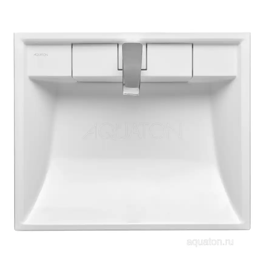 Раковина  Aquaton Рейн 60х50 1A72103KRW010  над стиральной машиной, из литьевого мрамора, Белая фото 3