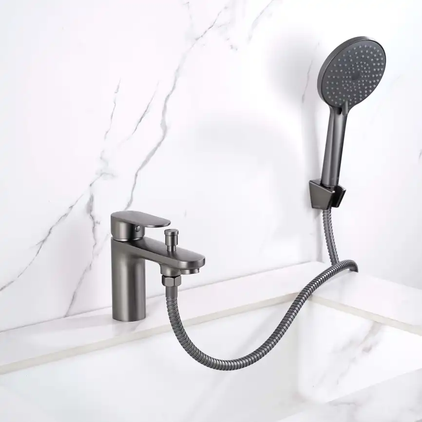 Смеситель на борт ванны Aquatek Ника AQ1844BGM, Оружейная сталь фото 7