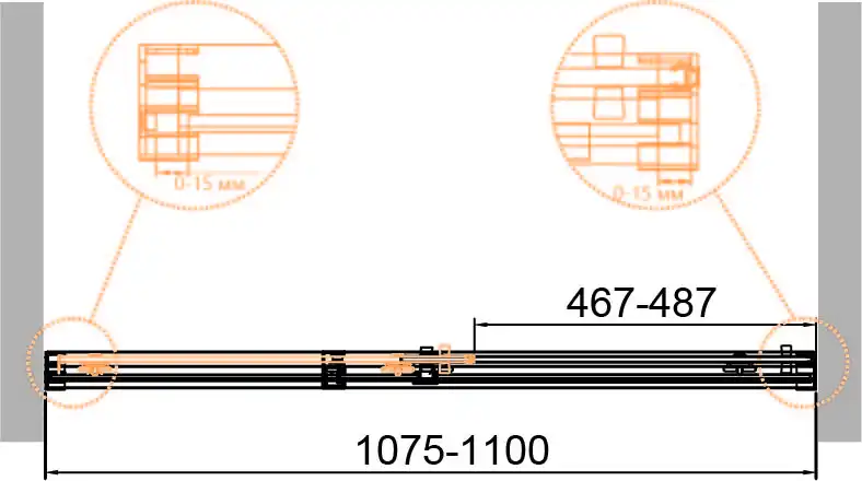 Душевая дверь с доводчиками CEZARES DUET SOFT-BF-1-110-C-Cr стекло Прозрачное, профиль Хром фото 10