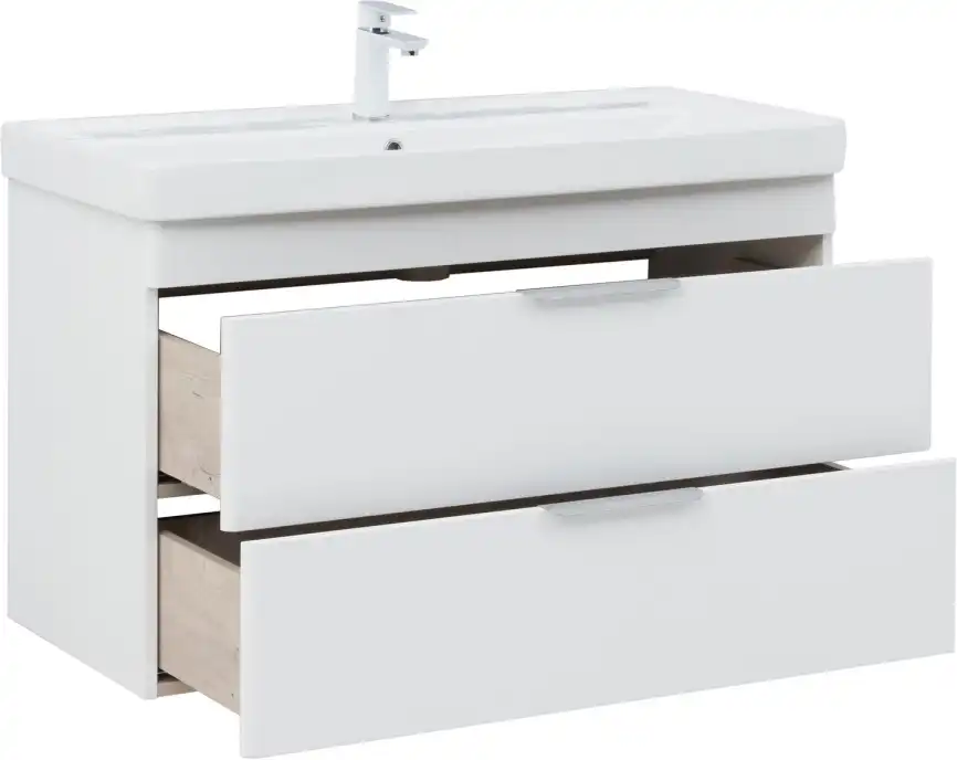 Тумба под раковину Aquanet Ирис New 100 белый глянец, подвесная, 339280 фото 6