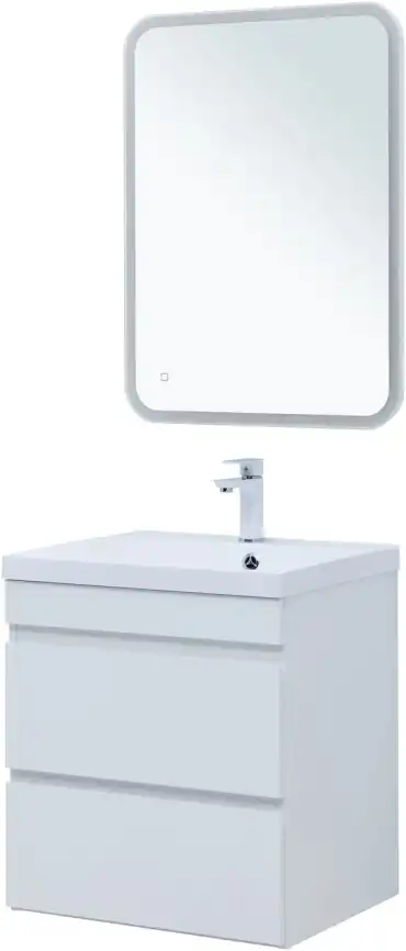 Тумба под раковину Aquanet Нота New 58 2 ящика, белый глянец 335417 фото 10