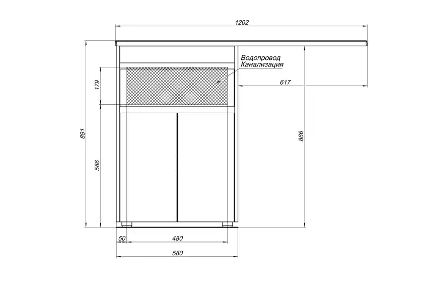 Тумба под раковину Aquanet Токио 120/58 белый (напольная, 1 ящик, 2 дверцы) 237745 фото 4