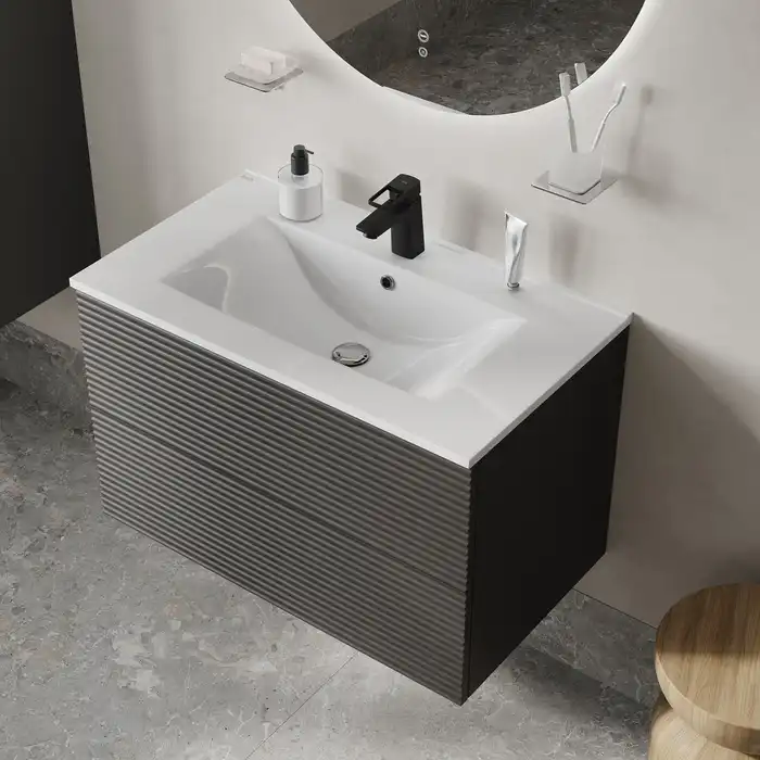 Тумба с раковиной IDDIS Bild 80, подвесная, Темно-серый, BIL80G0i95K фото 12