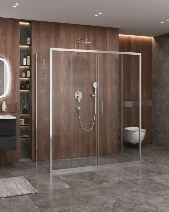 Душевой уголок CEZARES MOLVENO-AH-2/2-170/90-C-Cr-IV стекло Прозрачное, профиль Хром фото 1