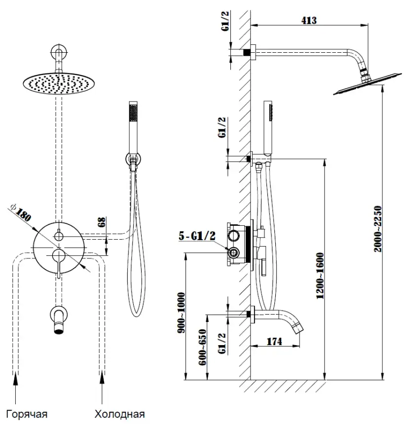 Душевая система  Vincea Villa VSFW-1VL3BN VSFW-1VL3BN встраиваемая, брашированный никель фото 4