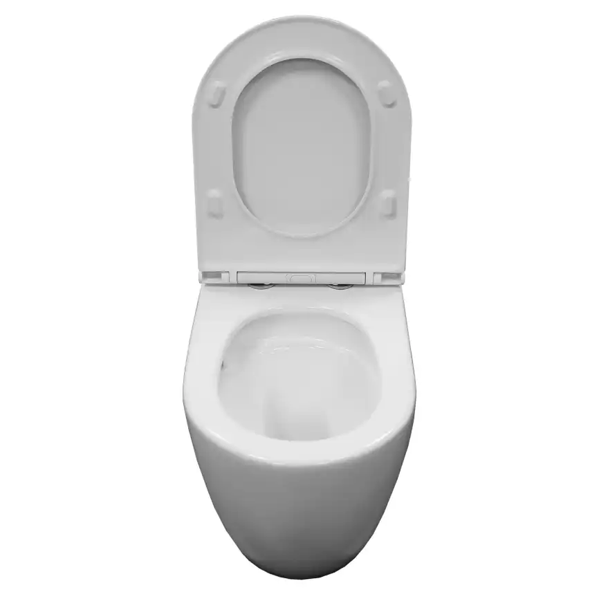 Унитаз напольный Azario VERONA AZ-8301 безободковый, смыв Торнадо, с бачком и сидением микролифт, Белый глянцевый фото 4