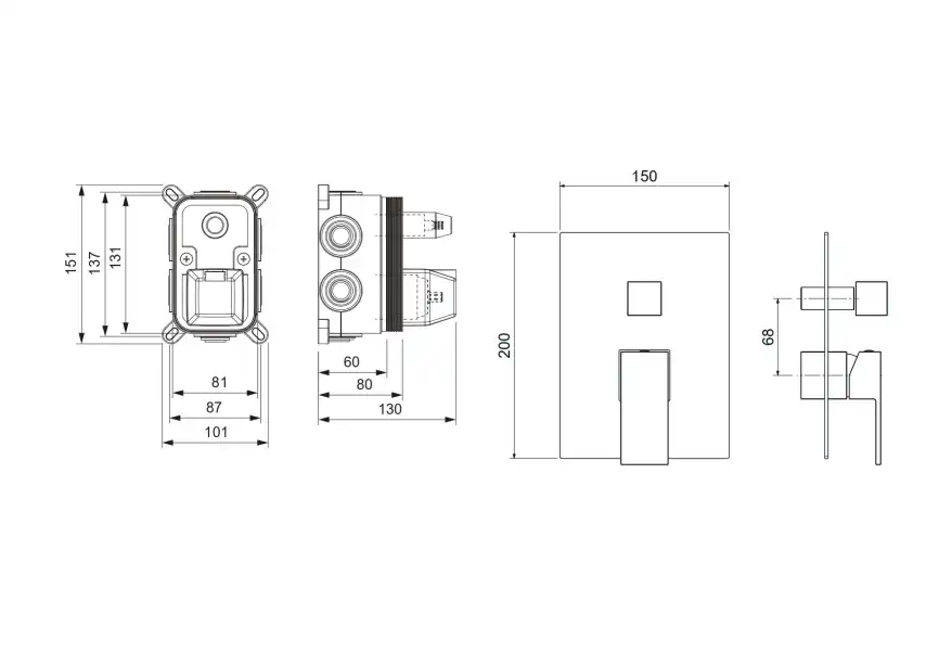 Смеситель для ванны с душем Aquatek Либра AQ1647CR встраиваемый, с внутренней частью, Хром фото 2