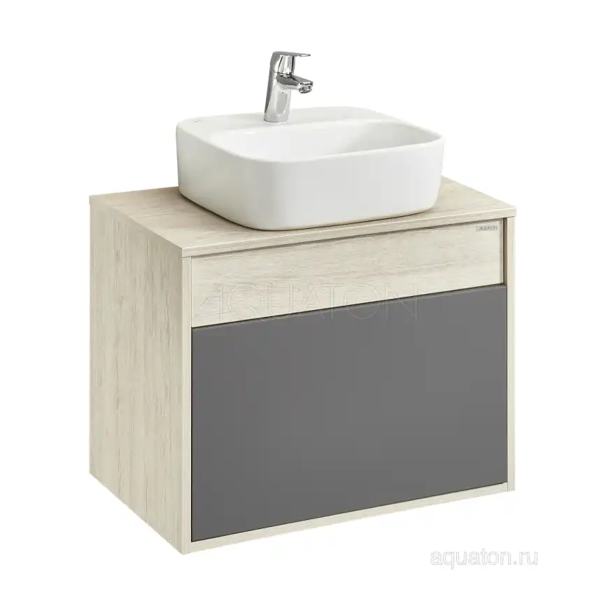 Тумба под раковину Aquaton Лофт Урбан 65 1A254001LQX60 подвесная цвет, серый графит / дуб орегон фото 1