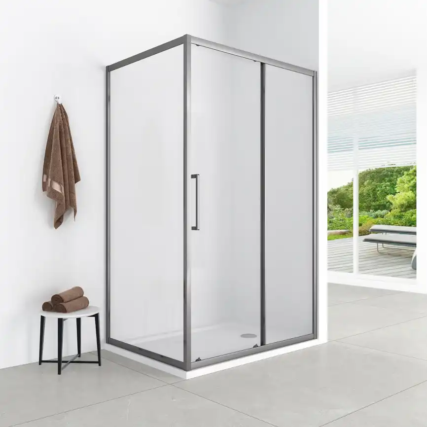 Душевой уголок Loranto 190х80 CS-AB02GG-128, профиль серый матовый, стекло Прозрачное фото 6