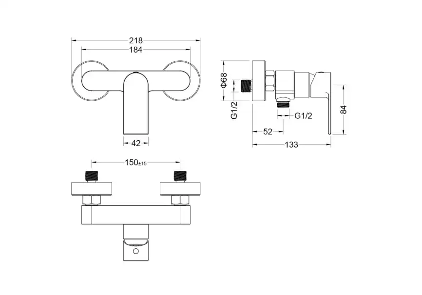 Смеситель для душа Aquatek Лира AQ1432CR, с душевым гарнитуром однорычажный, Хром фото 2