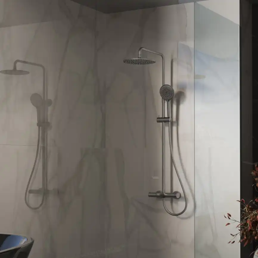 Душевая система  Vincea Rondo VSFS-1R1GM VSFS-1R1GM для ванны с изливом, вороненая сталь фото 1