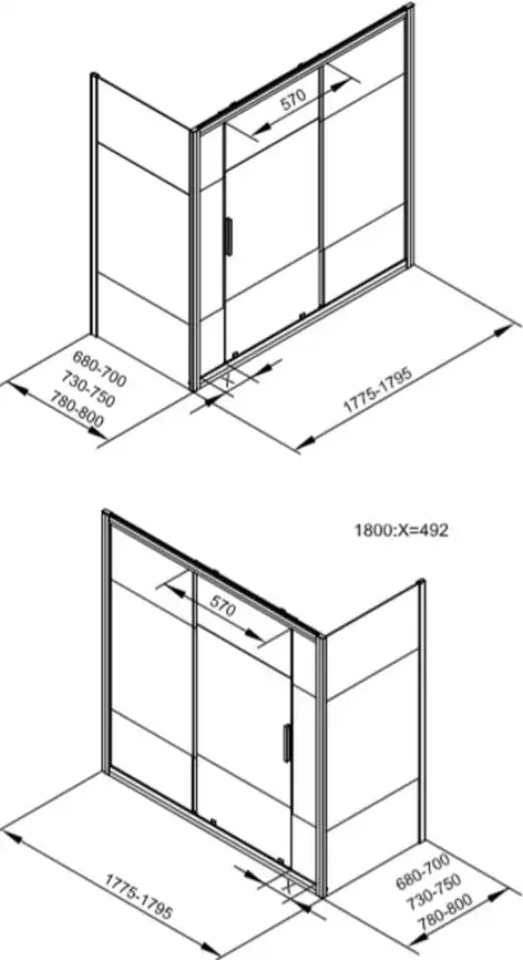 Шторка для ванны c боковой стенкой Aquanet Practic 180 см, AE10-B-180H150U-CP + AE10-F-75H150U-CP, профиль Хром, стекло С шелкографией фото 2