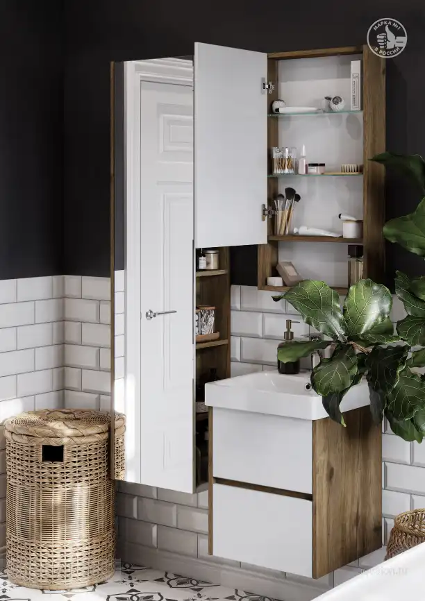 Зеркало-шкаф Aquaton Сканди 45 1A252002SDZ90  цвет, белый / дуб рустикальный фото 7