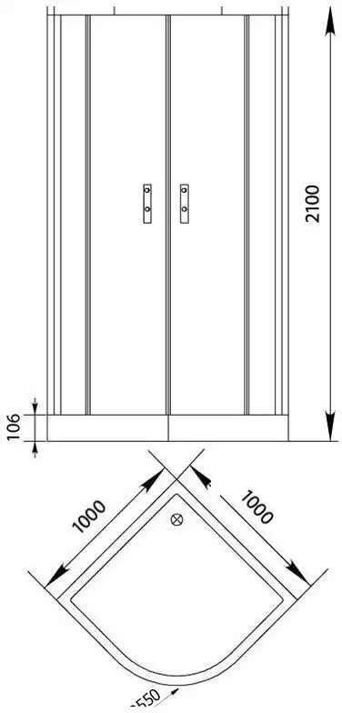 Душевой уголок Aquanet Alfa NAA2142 100x100, R550, прозрачное стекло фото 2