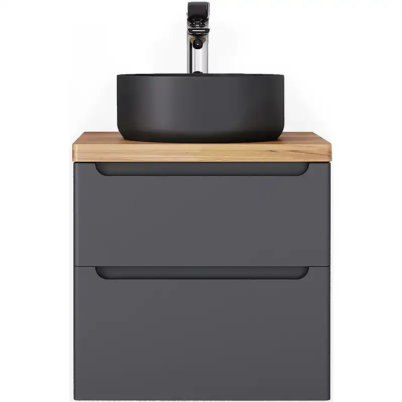 Тумба под раковину Jorno WOOD 60 wood.01.60/P/GR Серый антрацит фото 1