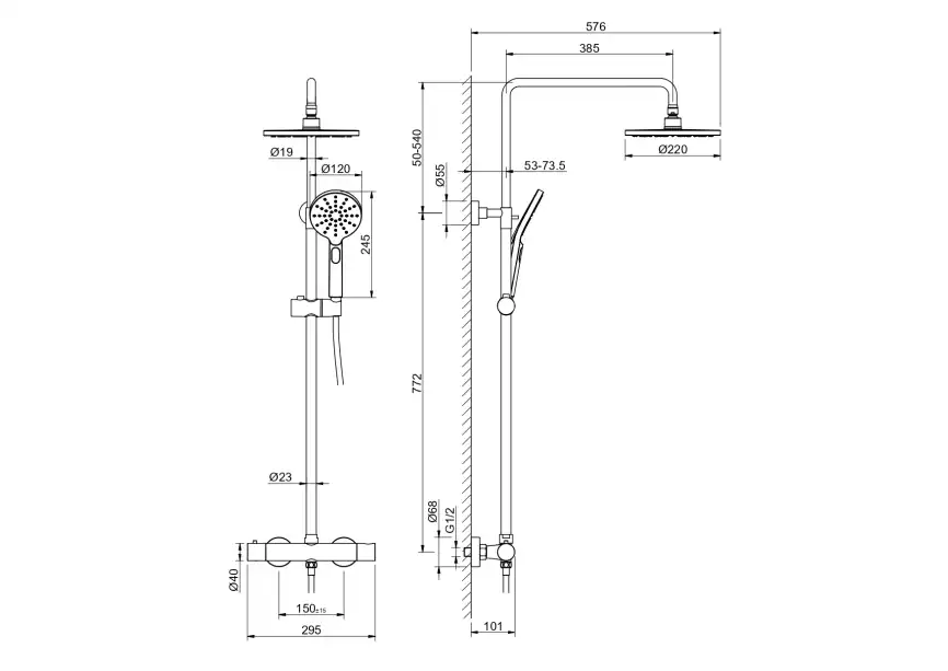 Душевая система Aquatek ЕВРОПА AQ2343MB с термостатом, Черный матовый фото 3