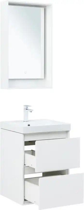 Тумба под раковину Aquanet Милан 50 белый глянец, подвесная, 336366 фото 14