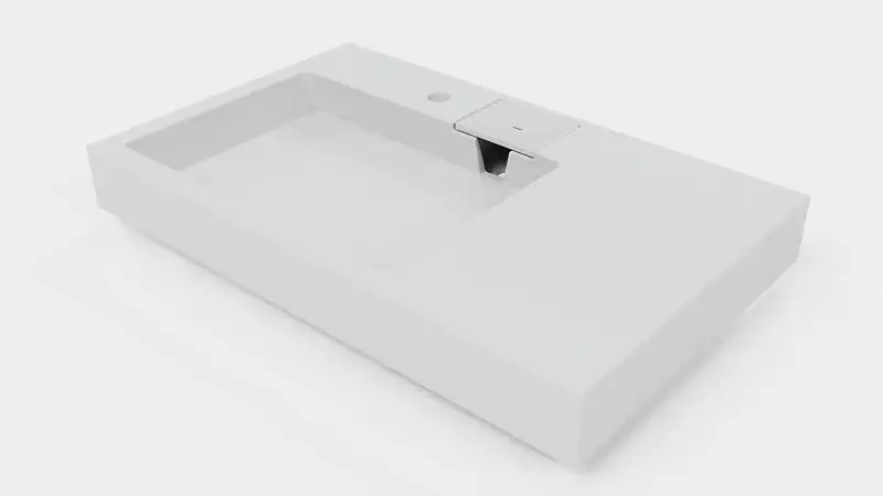 Раковина Azario Ritsa 80х50 над стиральной машиной, из литьевого мрамора, Белая, CS00093810 фото 1