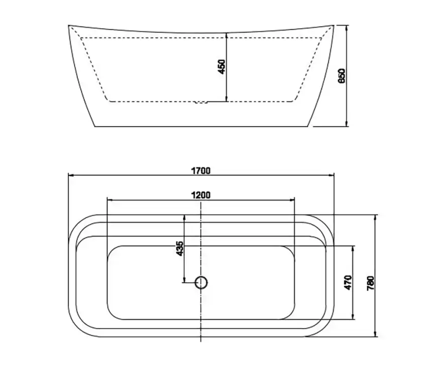 Акриловая отдельностоящая ванна Aquatek Амадео 170х78 см, AQ-197778, белая глянцевая фото 2