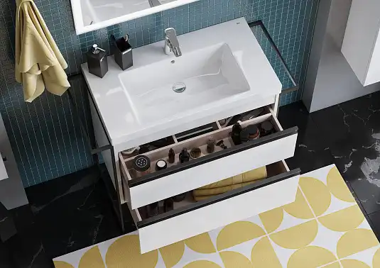 Раковина RocaThe Gap Plus 80 см 3270M0004 высокий бортик, белая фото 4