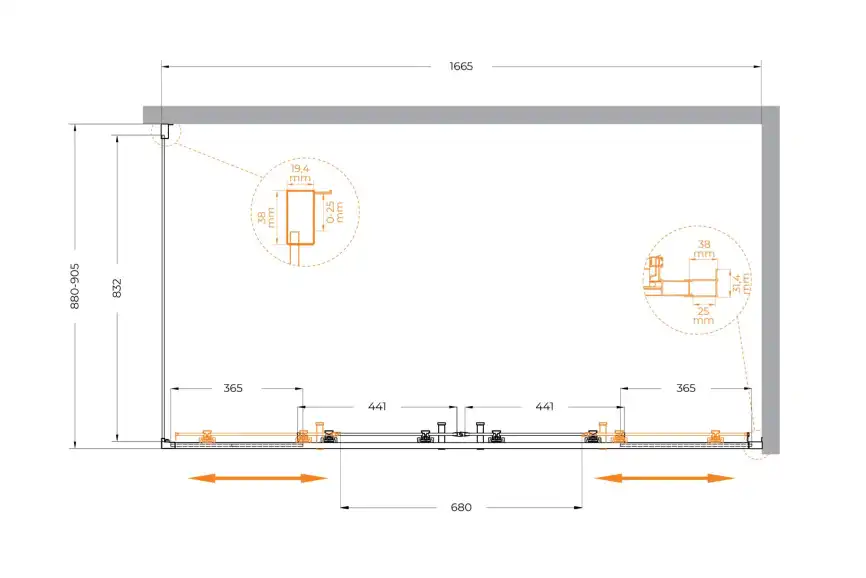 Душевой уголок CEZARESMOLVENO-AH-2/1-170/90-C-Cr-IV стекло Прозрачное, профиль Хром фото 6