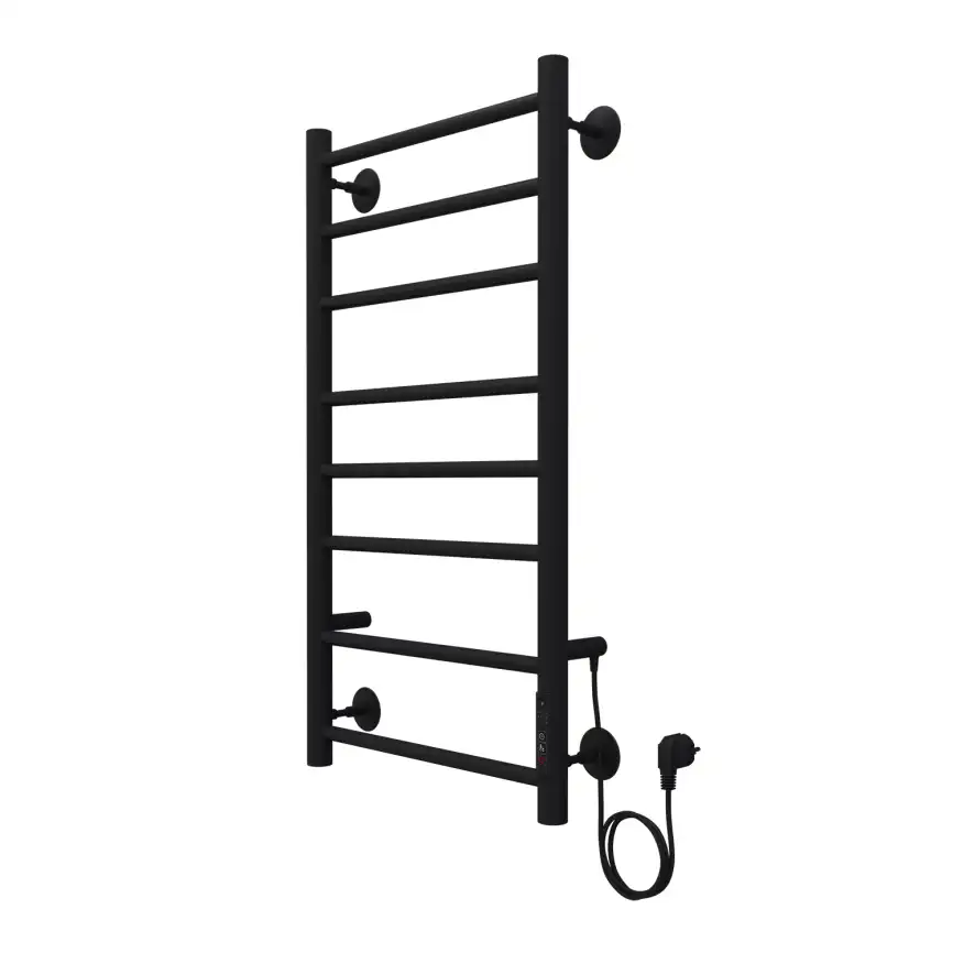 Полотенцесушитель электрический 40х80 Azario Parma П8 AZ10848B, диммер справа, Черный матовый фото 2