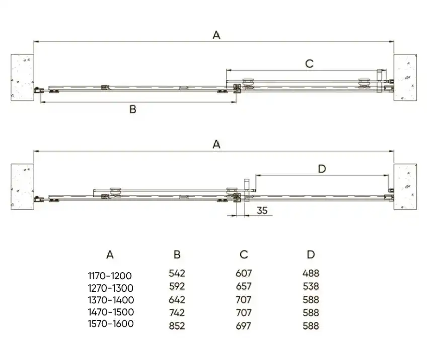 Душевая дверь Veconi Vianno VN-70G 160 см, VN70G-160-01-C4, профиль Брашированное золото, стекло Прозрачное фото 2